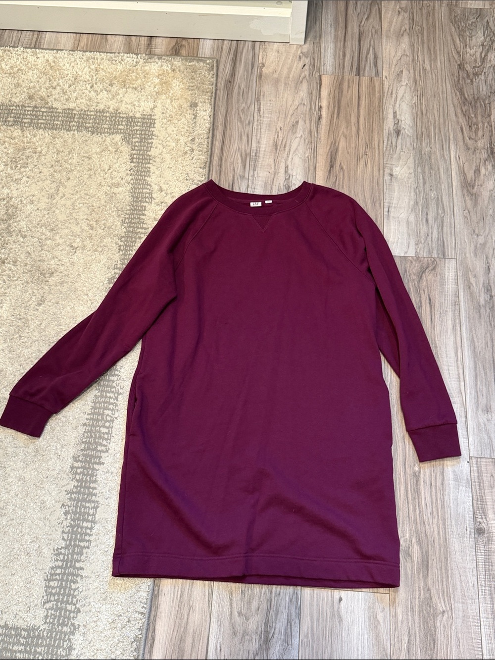 Gap Maroon Long Sleeve Sweatshirt Dress